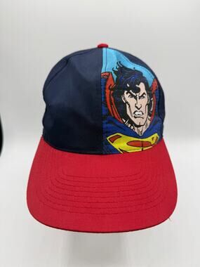 Vintage 1997 Six Flags DC Superman Blue/Red Snapback Hat OSFA